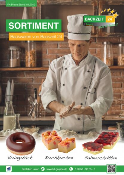 Backzeit 24 Auf diesem Bild sieht amn unser Backzeit 24 Sortiment aufgeführt in einem Katalog.