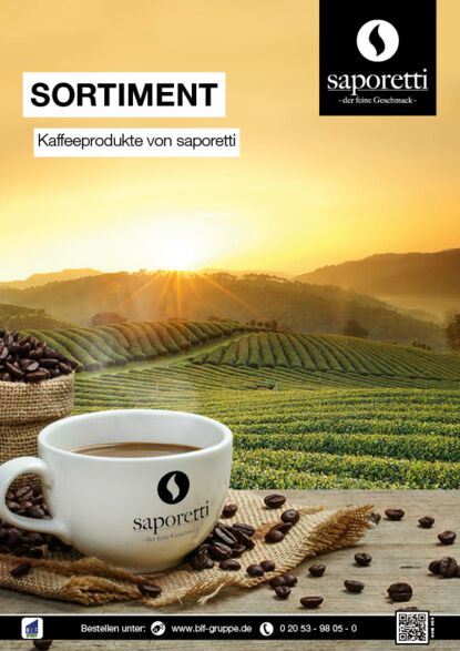 Kaffeprodukte von Saporetti  Auf diesem Bild sieht man unseren Katalog zu Kaffee von Saporetti